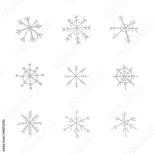 Hand drawn snowflake vector icon collection  snow symbol