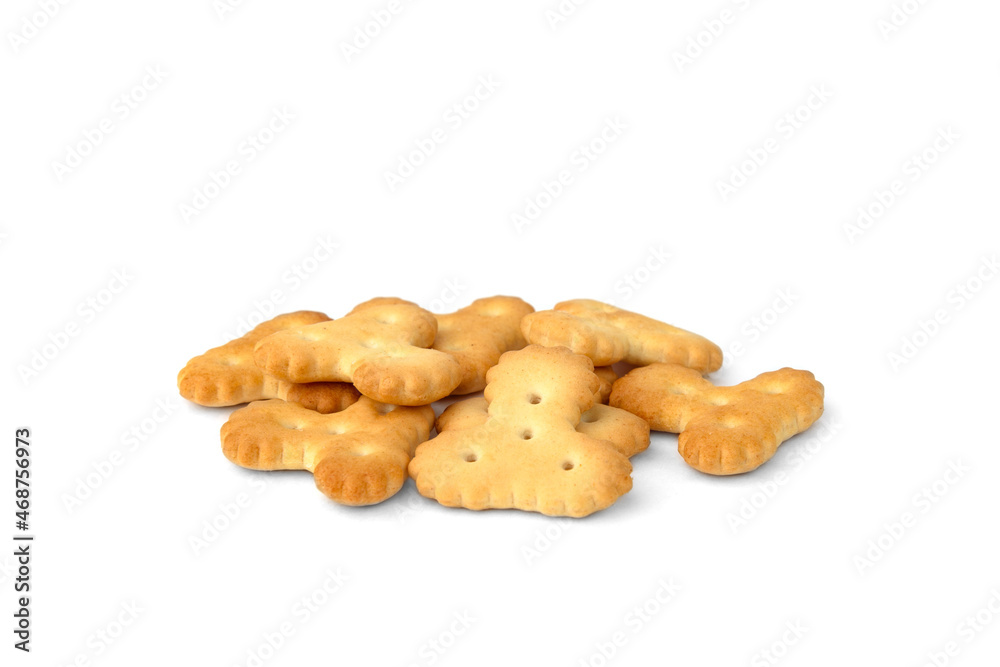 Pile of crackers isolated on white background. Pile of crackers isolated on white background.