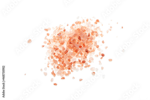 Himalayan pink salt on white background