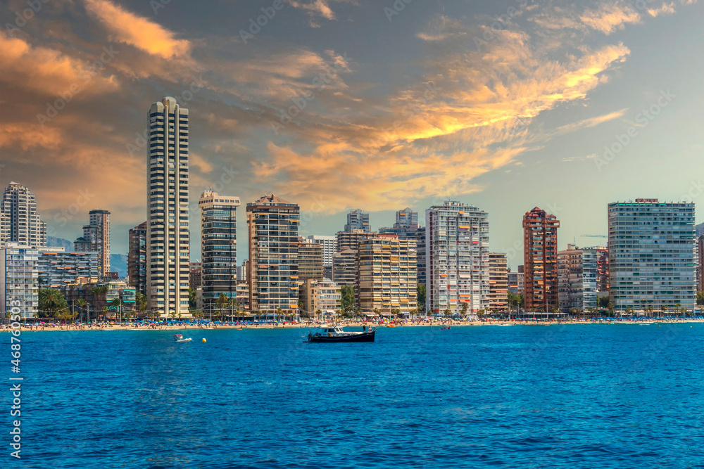 Obraz premium View of skyscrapers of the city, Benidorm, Spain
