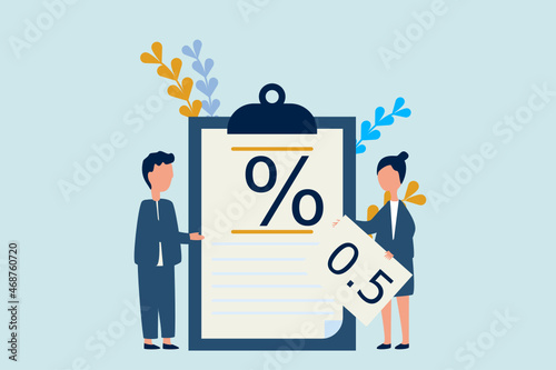 Two businesses negotiate an offer Interest rates, banking, and real estate concept.