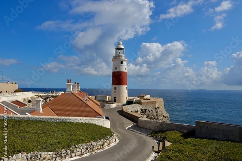 Lighthouse of Europa Point in Gibraltar.Europa Point is the southernmost point of Gibraltar.