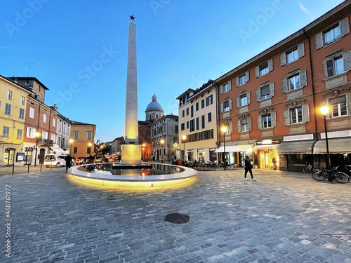 Vincenzo Gioberti square at night, Reggio Emilia, Italy
