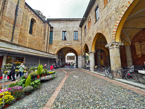 Картината върху платно Lodi, Italy - 20 october 2021: italian village city center