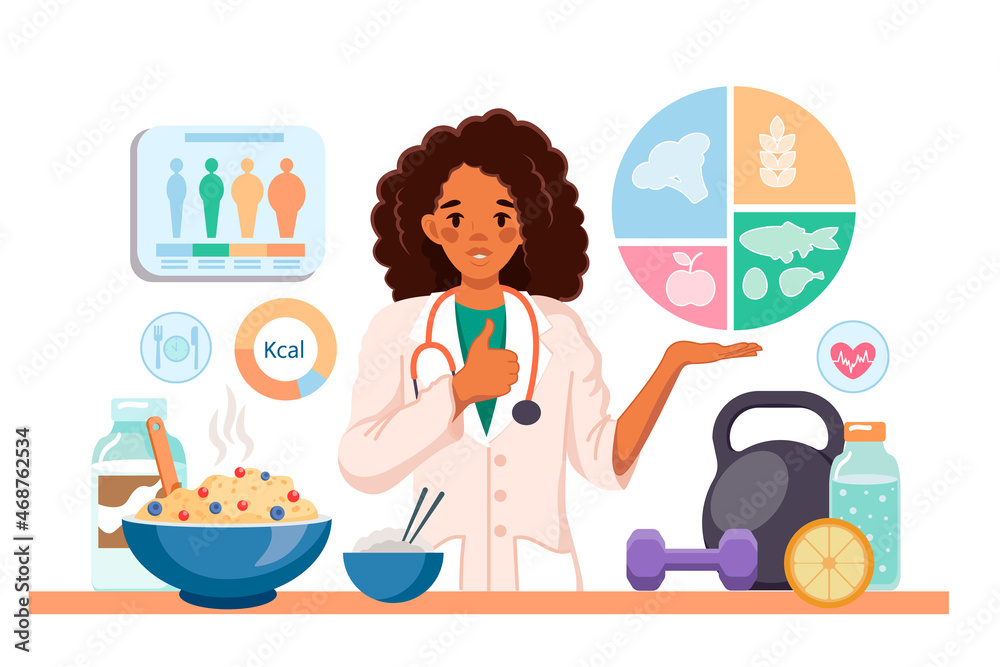Nutritionist doctor woman. Healthy lifestyle concept