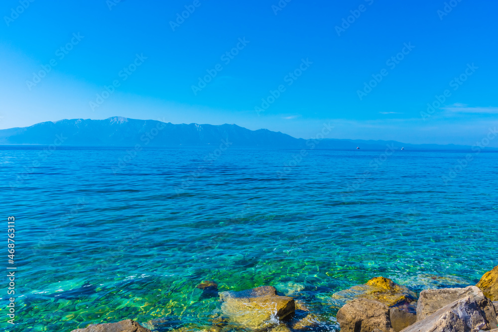 Crystal clear water in the Adriatic Sea, Hvar Island, Croatia