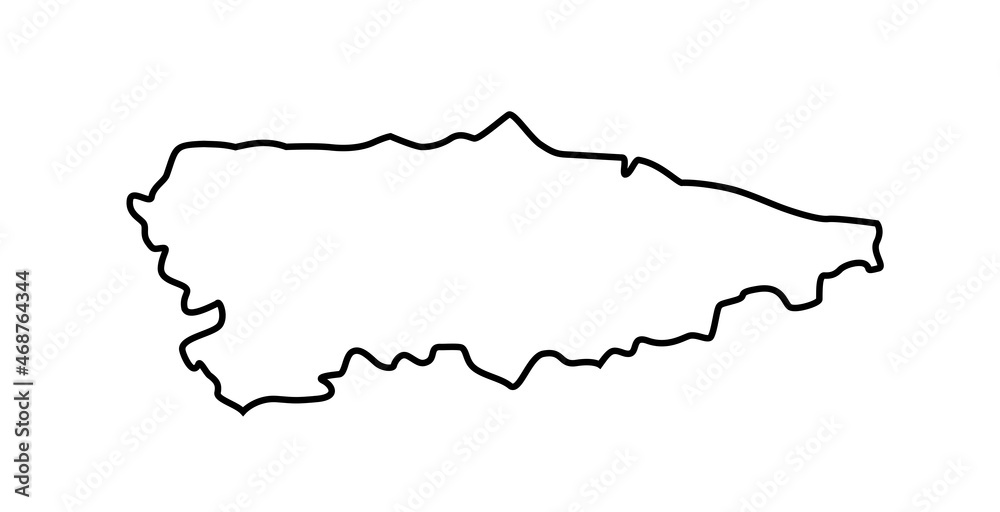 Basic line contour, silhouette map of Asturias province, region. Spain. Vector illustration isolated on white background.