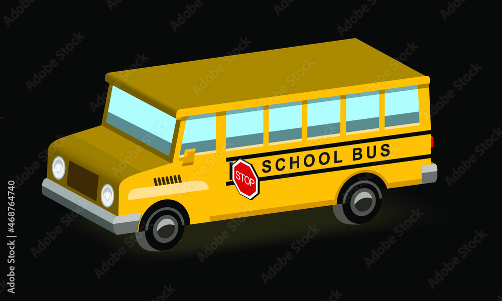 school bus isolated on black background, vector illustration 