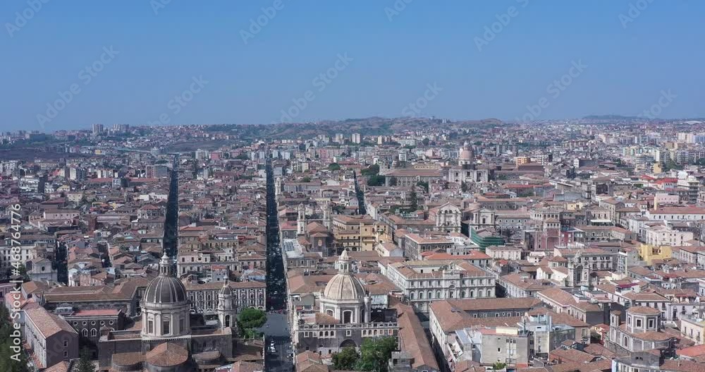 Catania, Sicily - Drone view of the historical city center with the cathedral of st. Agatha Catania, Sicily - Drone view of the historical city center with the cathedral of st. Agatha