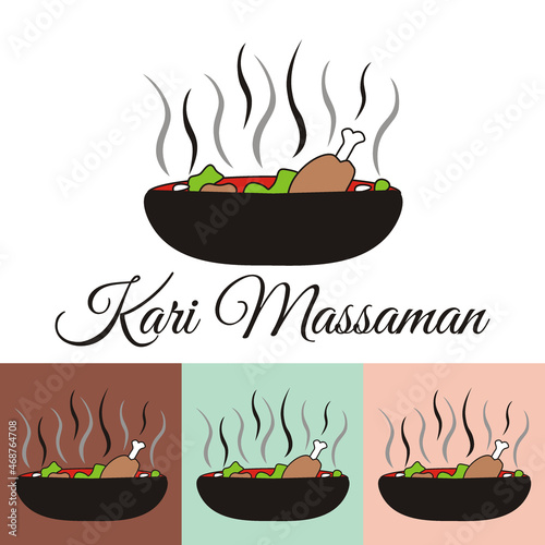 kari massaman logo vector illustration - thai traditional food culture