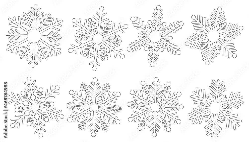 Set Snowflakes coloring vector illustration