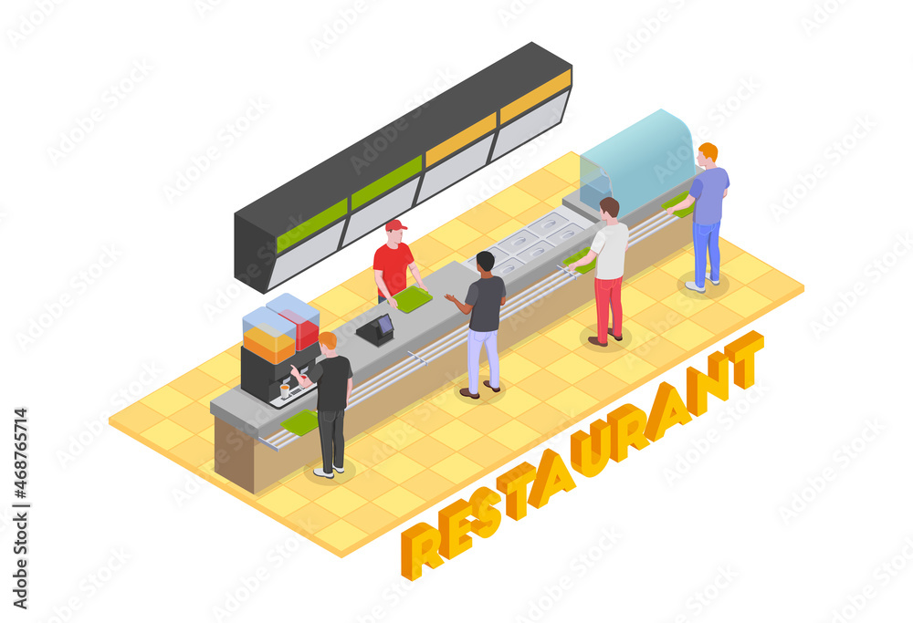 Fastfood Restaurant Counter Composition
