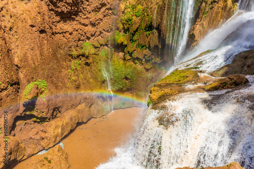Beautiful rainbow over the Ouzoud Waterfall, Morocco