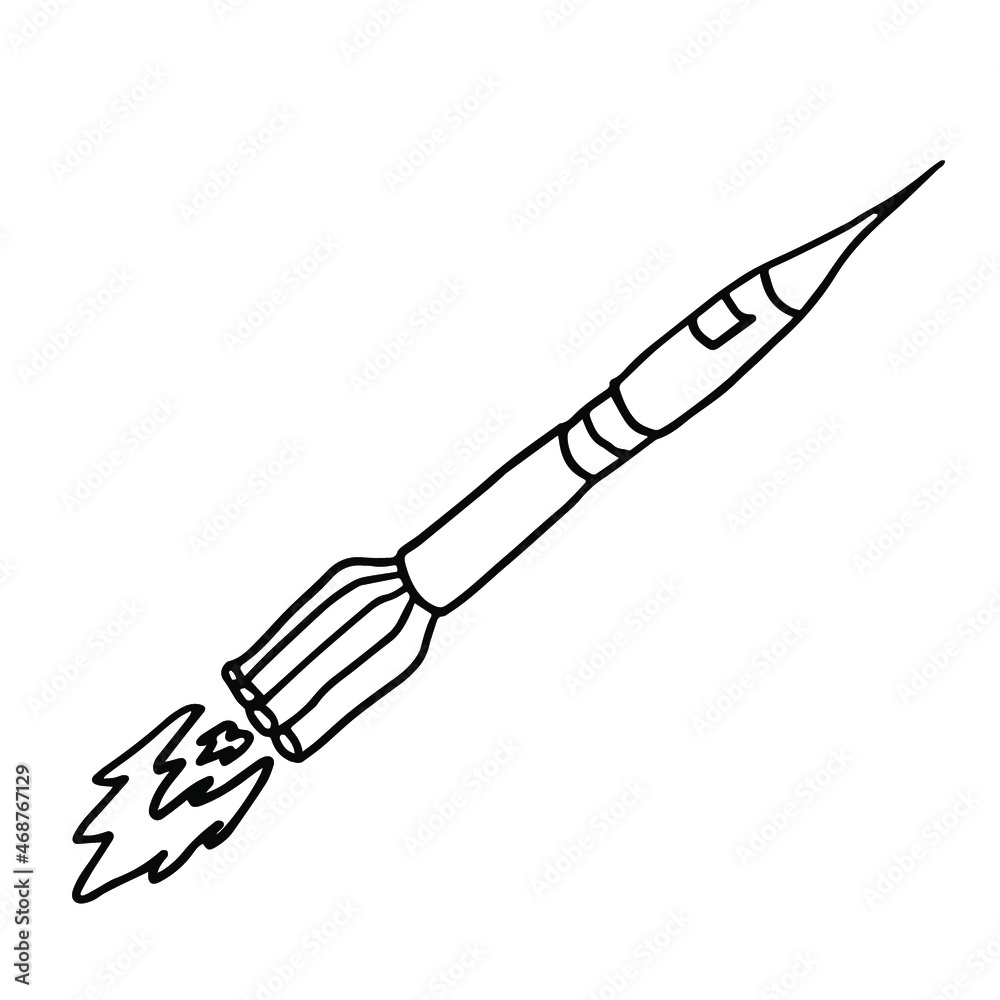Obraz premium Rocket in doodle style. Isolated vector.