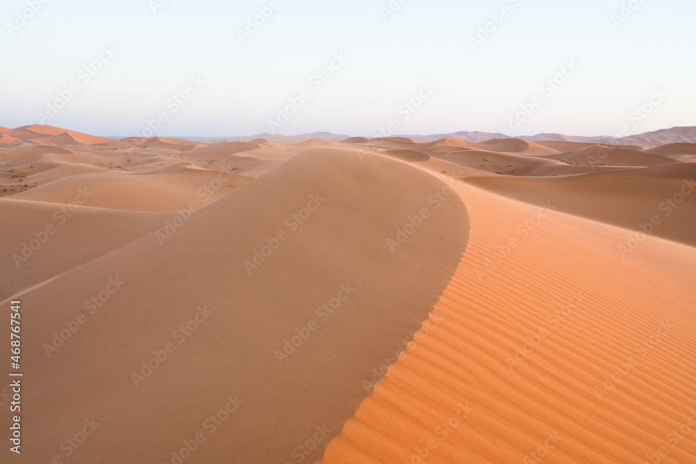 Red sand dunes of the Merzouga desert, Morocco