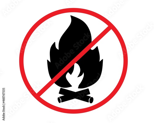 forbidden bonfire icon symbol Vector Sign, forbidden bonfire sign icon