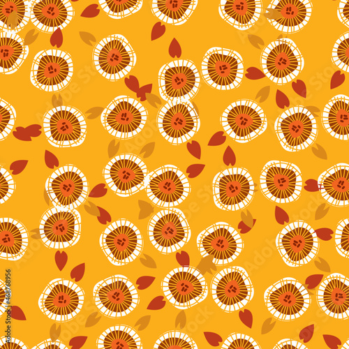 Floral art, Flowers and leaf Seamless pattern, Vector illustration.