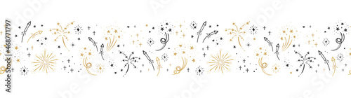 Valokuva Fun hand drawn doodle fireworks, seamless pattern, great for textiles, wrapping,