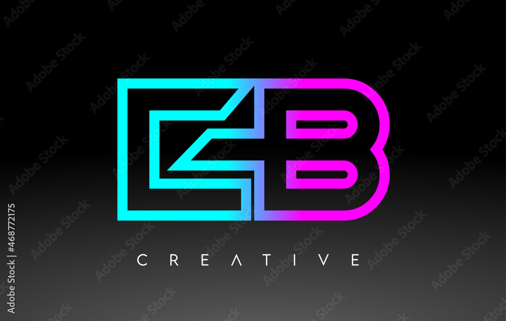 EB Neon Purple Blue Letters Logo Design. EB Outline Letter Icon Vector EB Neon Purple Blue Letters Logo Design. EB Outline Letter Icon Vector