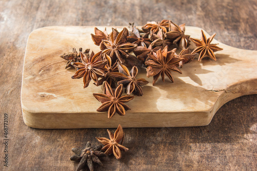 Star anise or chinese badiane spice or Illicium verum. Star anise