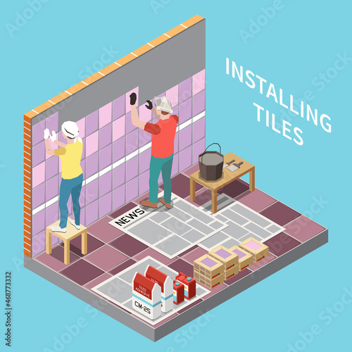 Ceramic Tile Installing Illustration