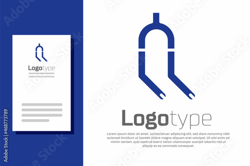 Blue Bicycle suspension fork icon isolated on white background. Sport transportation spare part steering wheel. Logo design template element. Vector