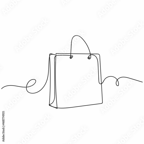 Vector continuous one single line drawing icon of shopping bag in  silhouette on a white background. Linear stylized. Stock Vector | Adobe  Stock