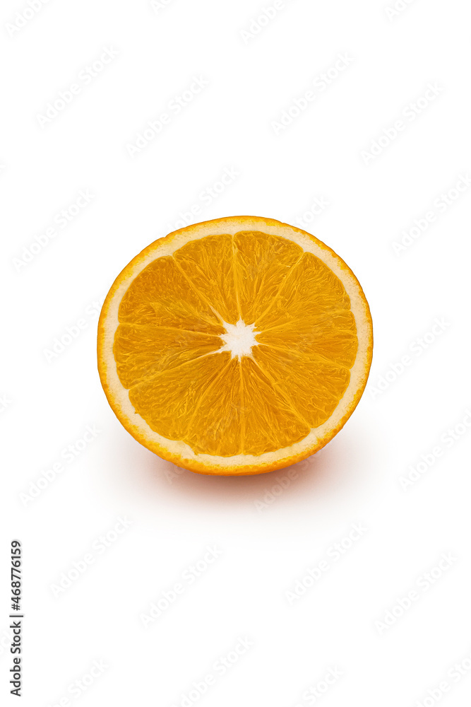 round slice Closeup of an orange isolated on white background round slice Closeup of an orange isolated on white background