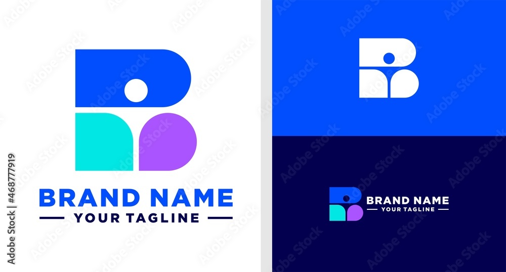 Fototapeta premium LETTER B LOGO PEOPLE NEGATIVE SPACE EDITABLE
