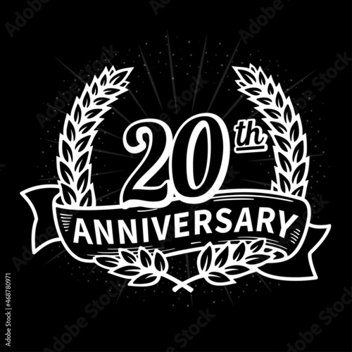 20 years anniversary celebration logotype. 20th anniversary logo. Vector and illustration.