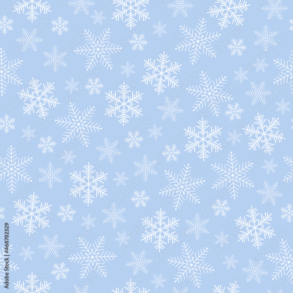 Winter seamless pattern with the image of snowflakes of various shapes. Christmas pattern with snowflakes. Christmas pattern for the prince, on a white background