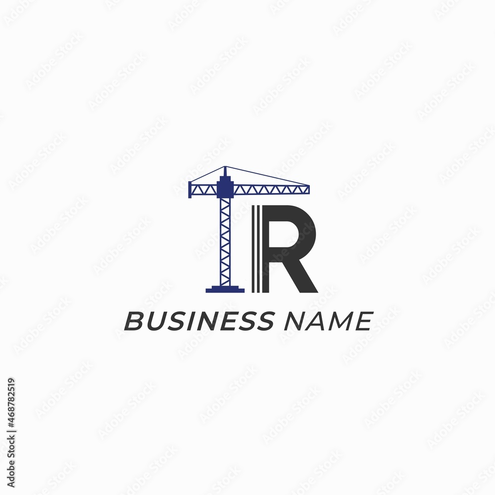 design logo creative letter R and crane construction design logo creative letter R and crane construction