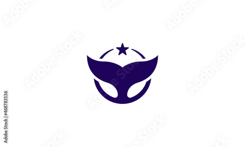 Whale Star logo design . whale tail or fin with star on it. vector illustration