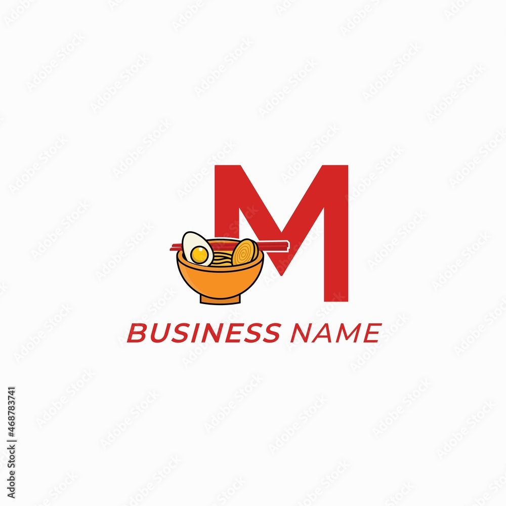 design logo creative letter M and noodles design logo creative letter M and noodles