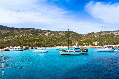 Boats at Spargi Island, Archipelago of Maddalena, Sardinia