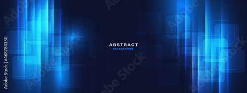 Blue technology background with glowing light effect.