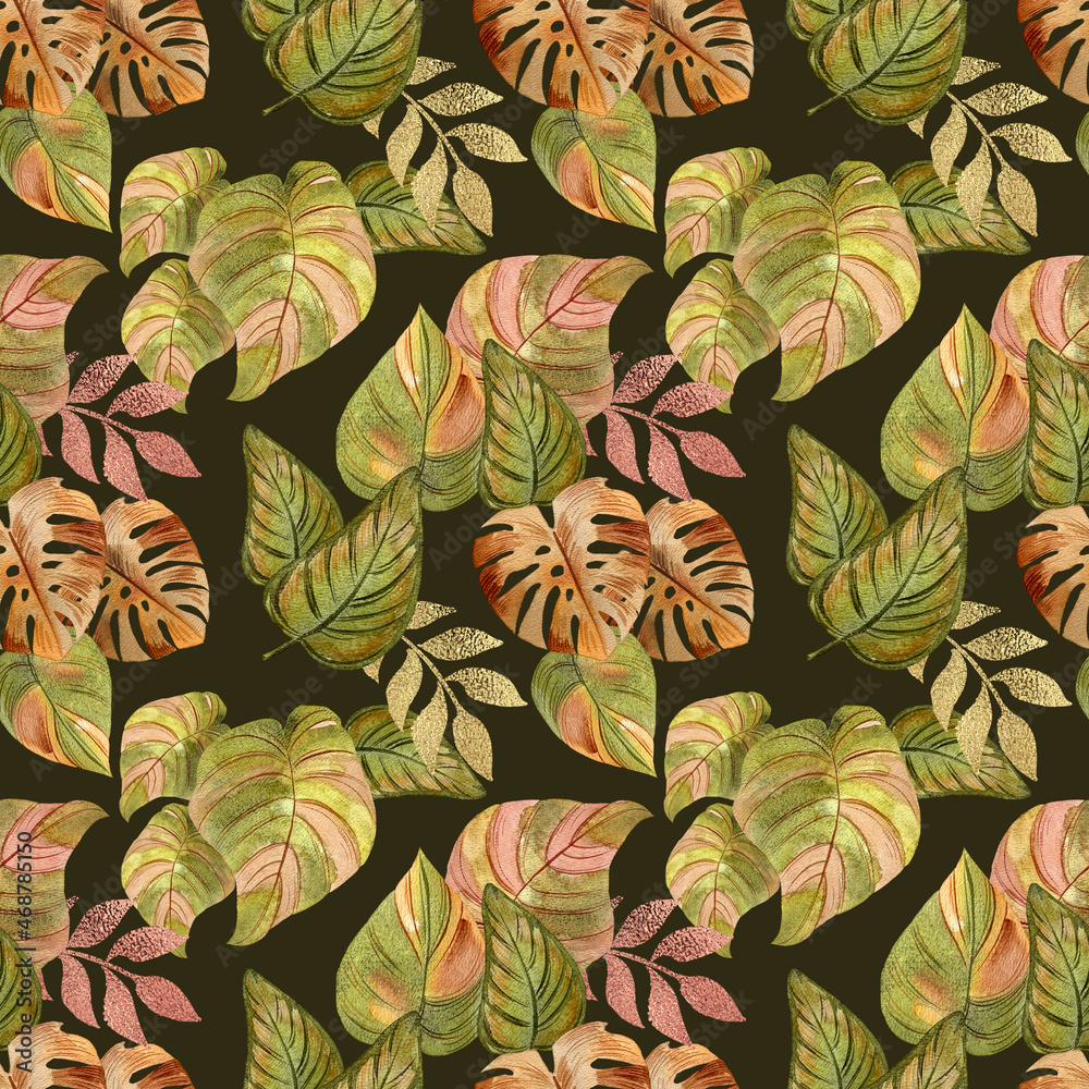 Abstract seamless pattern with floral elements.Texture for wallpaper, fabric, wrapping paper. 