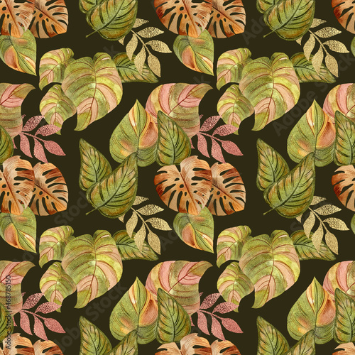 Abstract seamless pattern with floral elements.Texture for wallpaper, fabric, wrapping paper. 