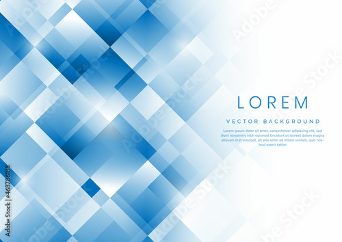 Abstract template background white and bright blue squares overlapping and texture.