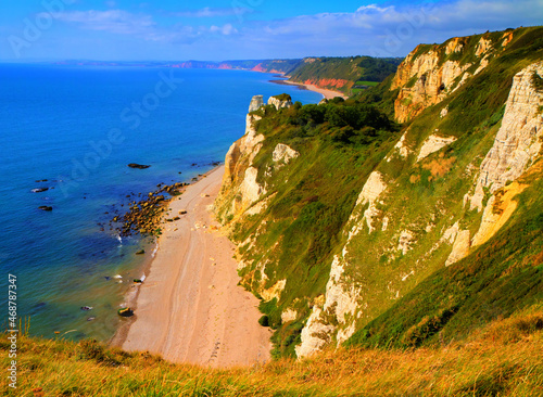 East Devon Jurassic coast near Branscombe view towards Sidmouth and Ladram Bay England UK photo