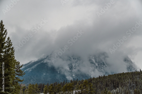 Mountains covered in snow in canadian national park