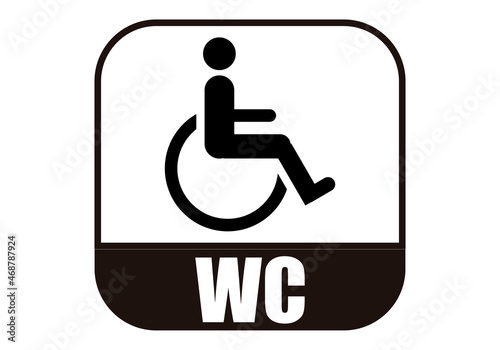 Cartel de cuarto de baño para discapacitado.