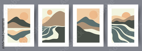 Printable wall art vector poster set. Hand drawn minimalism design for scandinavian interior.