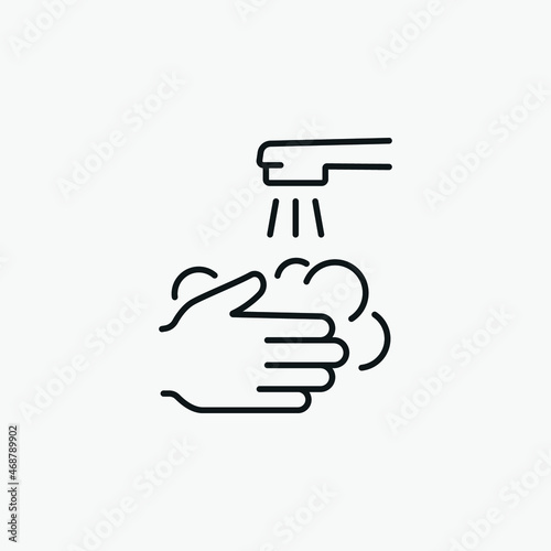 Wash Hand Water Foam Soap Pandemic Coronavirus vector sign icon