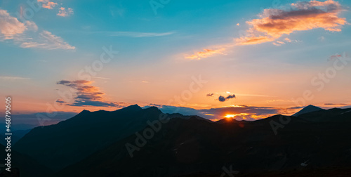 Beautiful alpine sunrise view at the famous Grossglockner High Alpine Road  Salzburg  Austria