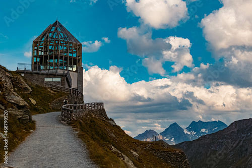 Beautiful alpine sunset view at the famous Kaiser Franz Josef Hoehe, Grossglockner High Alpine Road, Salzburg, Kaernten, Austria