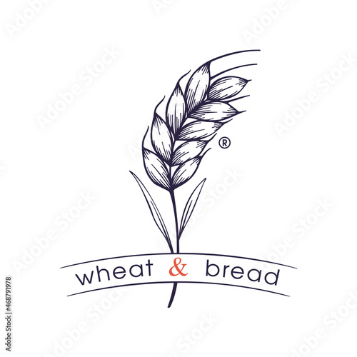 Emblem made of wheat ears. Hand-drawn vector vintage engraved illustration.