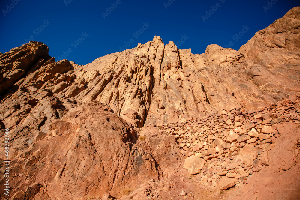 Egypt, view of Mount Moses on a bright sunny day Egypt, view of Mount Moses on a bright sunny day