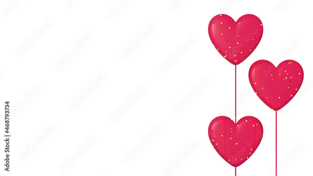 White background with red hearts, Happy Valentine's Day