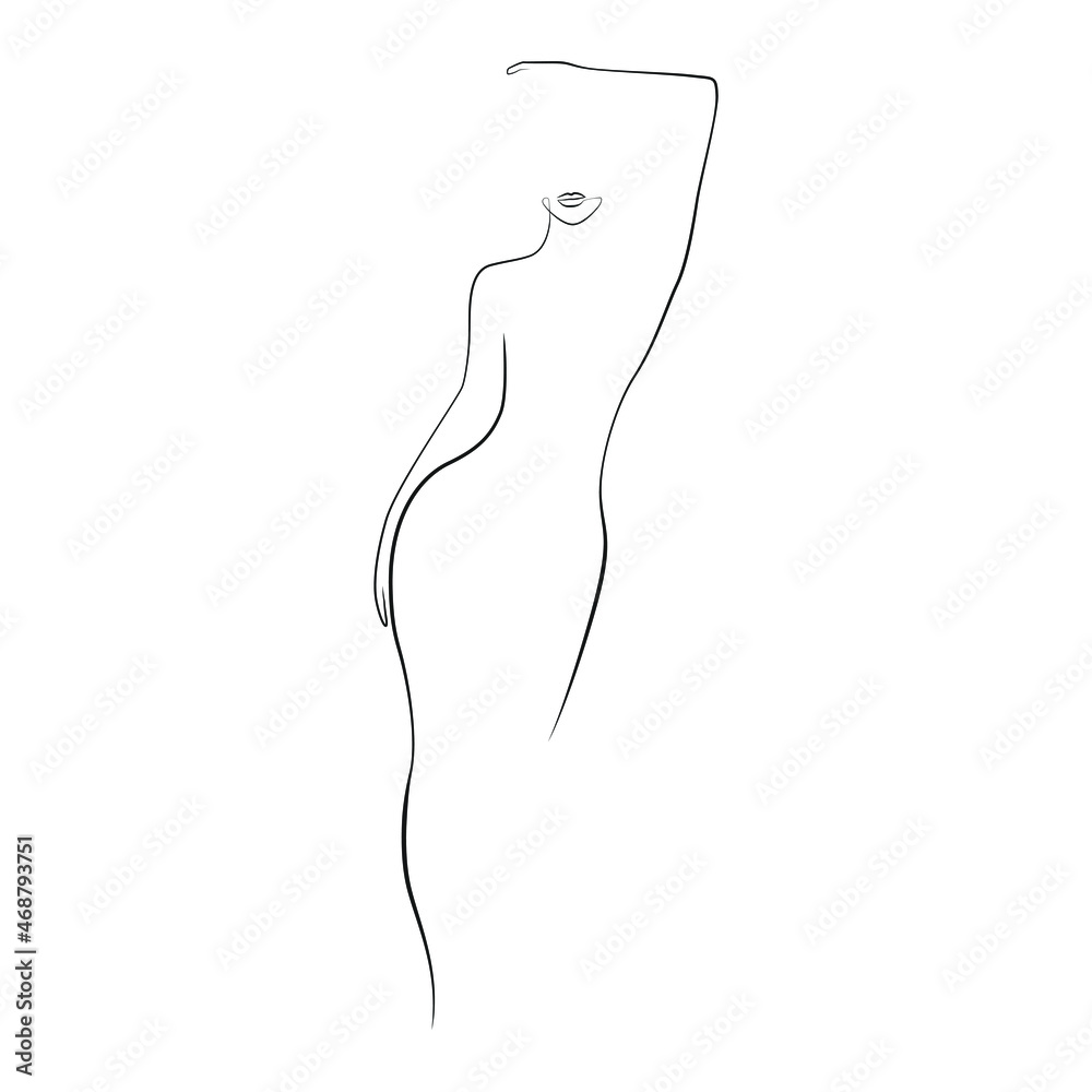 Abstract woman silhouette line art on white isolated background. Vector illustration Abstract woman silhouette line art on white isolated background. Vector illustration